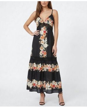 Taylor Lace Trim Floral V-neck Dress - White
