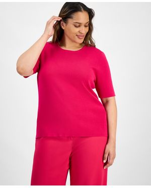 Tahari Plus Size Knit T-shirt - Pink