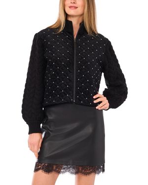 Vince Camuto Quilted Velvet Long Sleeve Jacket - Black