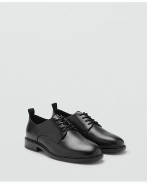 Mango Oxford Style Leather Shoes - Black