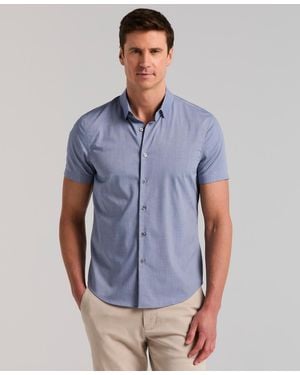 Perry Ellis Slim-fit Short-sleeve Shirt - Blue
