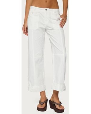 Edikted Odettia Sheer Cotton Pants - White