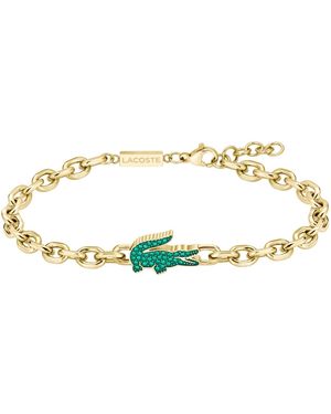 Lacoste Arthor Green Crystal Silver-tone Crocodile Bracelet - Metallic