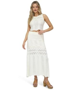 Belle & Bloom Harvest Haze Crochet Maxi Skirt - White