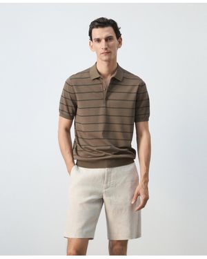 Mango Striped Fine-knit Polo Shirt - Multicolor