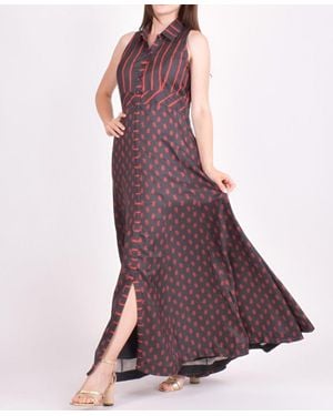 Ras Meher Slit Button Up Maxi Dress - Purple
