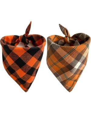 Aronkl Spring Dog Bandanas 2 Pack Floral Pet Scarves Durable Double Layer Fabric Seasonal Cute Fashionable For Dogs - Brown