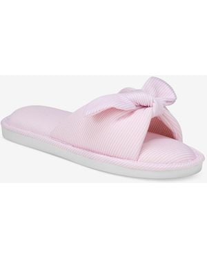 Charter Club Striped Bow Slide Slippers - Pink