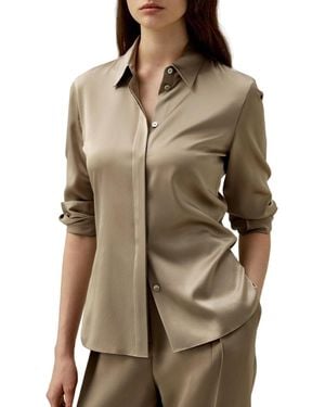LILYSILK Elegant Silhouette Silk Shirt - Natural