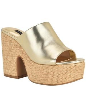 Nine West Olley Slip-on Open Toe Wedge Sandals - Natural