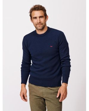 aubi Phillips Lambswool Crew Neck Sweater - Blue