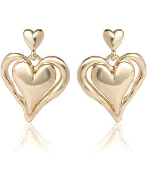 BCBGeneration Double Heart Drop Earrings - Metallic