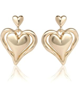 BCBGeneration Double Heart Drop Earrings - Metallic