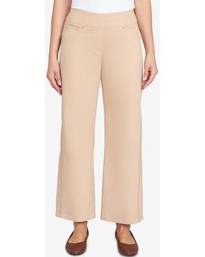 Ruby Rd. Petite Embroidered Stretch Pull-on Pants - Natural