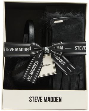 Steve Madden Patchwork Earmuffs & Gloves - Black