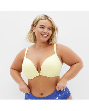 City Chic Plus Size Smooth & Chic Front Close Cotton Push Up Bra - Blue