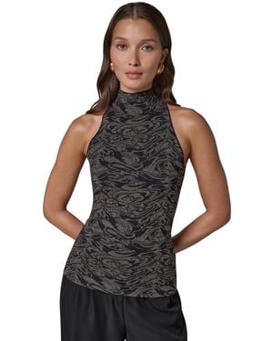 Donna Karan Dk999 Halter Sleeveless Jacquard Tank - Black
