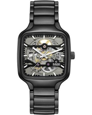 Rado Swiss Automatic True Square High Tech Ceramic Bracelet Watch 38mm - Black