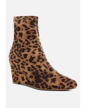 LONDON RAG Yara Microfiber Wedge Sock Boots - Brown