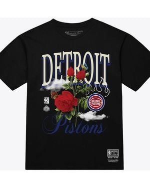 Mitchell & Ness And Detroit Pistons Floral Graphic T-shirt - Black