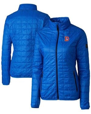 Cutter & Buck Denver Broncos Throwback Logo Rainier Primaloft Eco Full-zip Puffer Jacket - Blue