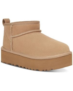 UGG Kids Classic Ultra Mini Platform Booties - Natural