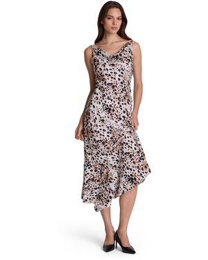 Kenneth Cole Cowl-neck Asymmetrical Satin Dress - Multicolor
