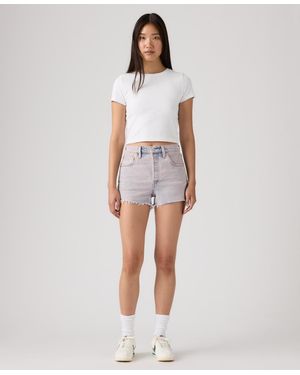 Levi's 501 Button Fly High-rise Denim Shorts - White