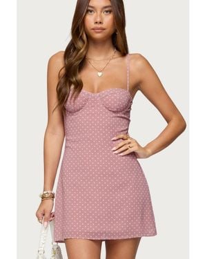 Edikted Polka Dot Cupped Chiffon Mini Dress - Pink