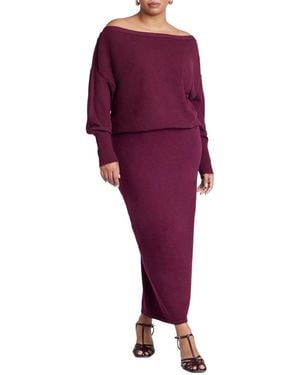 Eloquii Plus Size Sweater Column Skirt - Purple