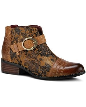 L'ARTISTE L Artiste S Georgiana Hand-painted Leather Booties - Brown