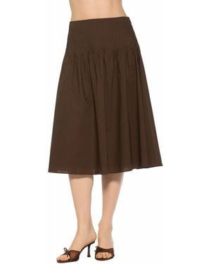 Alexia Admor Esme Pintuck Waist Full Poplin Skirt - Brown