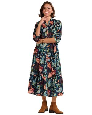 Brakeburn Estrella Sculpted Collar Maxi Dress - Blue