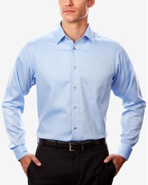 Calvin Klein Dress Shirt Regular Fit Non Iron Stretch Solid (Stream) Long Sleeve Button Up - Blue