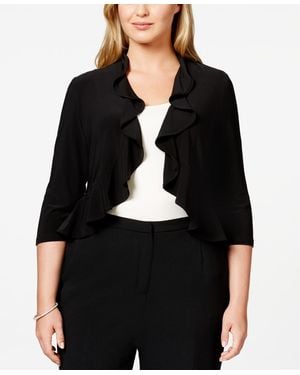 R & M Richards Plus Size Ruffled Bolero - Black