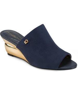 Donna Karan Wedge Heel Mules - Blue