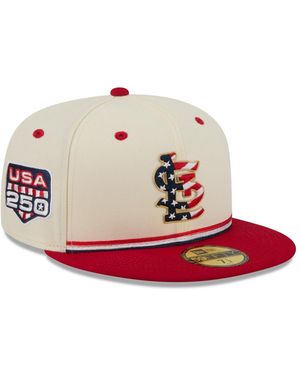 KTZ Cream/red St. Louis Cardinals Usa 250 Fourth Of July 59fifty Fitted Hat
