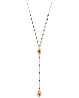 Karma and Luck Spiritual Resilience Gold Plated Rosary Necklace - White
