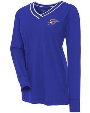 Antigua Oklahoma City Thunder Symbolic Long Sleeve V-neck Top - Blue
