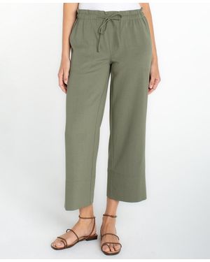 Liverpool Los Angeles Pull-on Wide-leg Crop Pants - Green