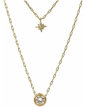 Josh & Chloe Kori Crystal Star Layered Chain Necklace - Metallic