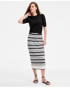 On 34th Striped Sweater Maxi Skirt - White