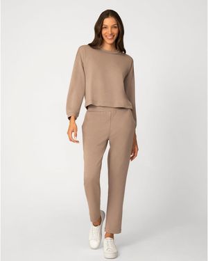 Cable & Gauge Crochet Trim Knit Set - Natural