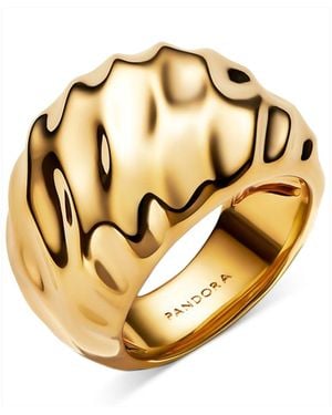 PANDORA Rippled 14k Plated Statement Ring - Metallic