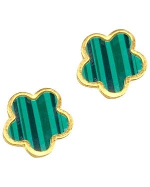 Adornia Mother Of Pearl Clover Stud Earrings - Green