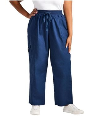 Avenue Plus Size Cotton Cargo Pant - Blue