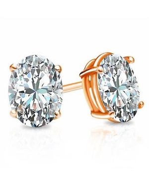 SUZY LEVIAN NEW YORK Suzy Levian Sterling Silver Cubic Zirconia Oval-cut Classic Stud Earrings - White