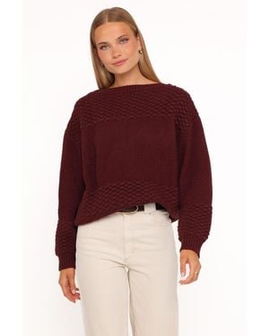 Petal & Pup Fiora Waffle Stitch Sweater - Red