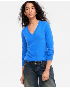 Charter Club 100% Cashmere V-neck Long-sleeve Sweater - Blue