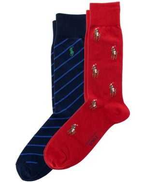 Polo Ralph Lauren 2-pk. Knit-in Pony Slack Socks - Red